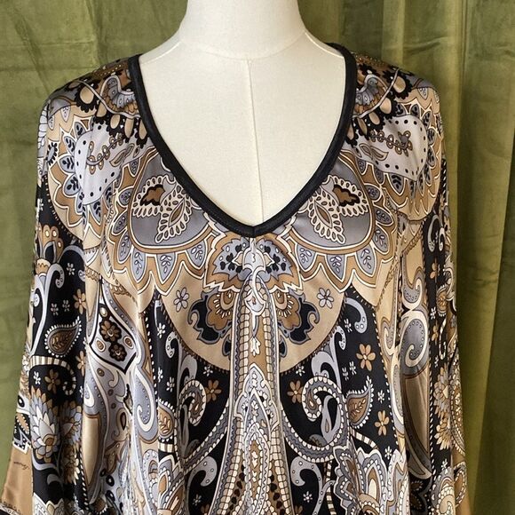 Amour de pin up silk Elegant Multicolor Patterned tunic, M - Picture 2 of 9
